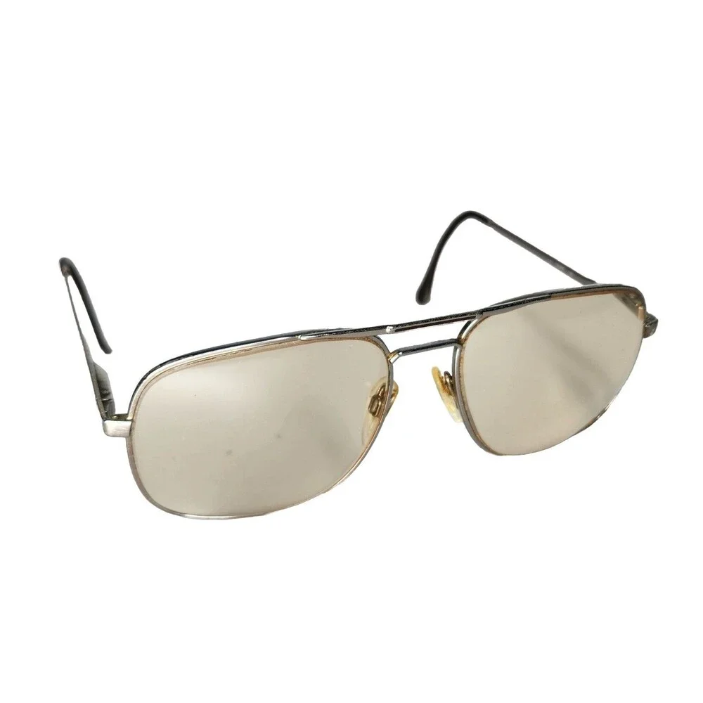 Vintage Luxottica Kuxx Aviator Eye Glasses Silver Sturdy Frame 62018 Italy 150